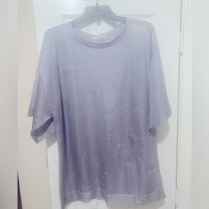 Gray/silver chiffon sheet blouse, worn once, size Large from Zara